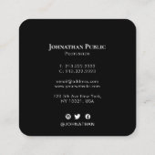 Carte De Visite Carré Élégant professionnel noir brosses Abstrait (Dos)