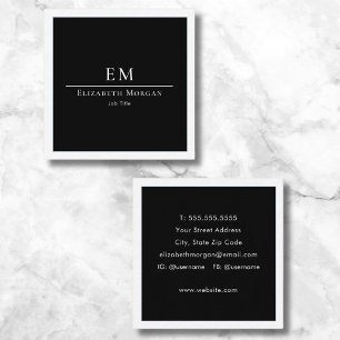 Carte De Visite Carré Élégant Professionnel Simple Monogramme Minimalist