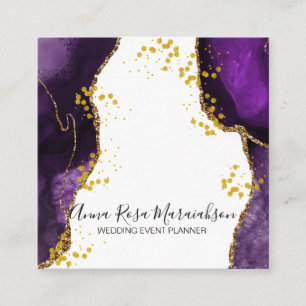 Carte De Visite Carré *~* Élégant Purple Gold Parties scintillant Agen