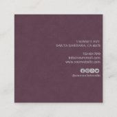 Carte De Visite Carré Élégant Purple Suede Cuir Texture Professionnel (Dos)