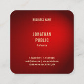 Carte De Visite Carré Élégant Red Damask Gold Text Modèle tendance (Dos)