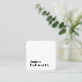 Carte De Visite Carré Élégant Retro Moderne Lettrage | Noir modifiable (Debout devant)