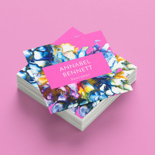 Carte De Visite Carré Élégant rose abstrait