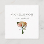 Carte De Visite Carré Élégant Rose Botanical Blush Professionnel (Devant)