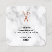 Carte De Visite Carré Elégant rose ciseaux de marbre doré coiffeuse (Dos)
