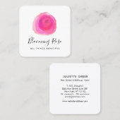 Carte De Visite Carré Elégant Rose d'aquarelle rose Carré (Devant / Derrière)