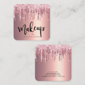 Carte De Visite Carré Élégant rose en cuivre parties scintillant en or g (Devant / Derrière)