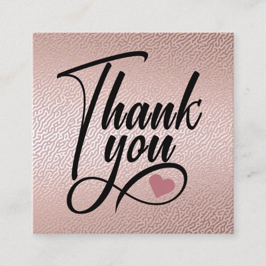 Carte De Visite Carré Elegant rose Gold Thank You (Devant)