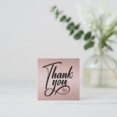 Carte De Visite Carré Elegant rose Gold Thank You (Debout devant)