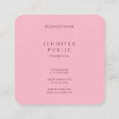 Carte De Visite Carré Élégant rose pâle moderne Modèle design simple (Dos)