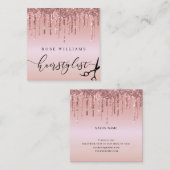 Carte De Visite Carré Elégant rose parties scintillant ciseaux de d'or (Devant / Derrière)