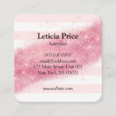 Carte De Visite Carré Elégant rose rose or parties scintillant rayures c (Dos)