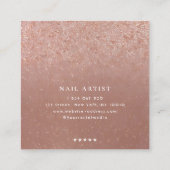 Carte De Visite Carré Élégant rosé rose Parties scintillant or ongle Art (Dos)