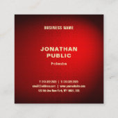 Carte De Visite Carré Élégant Rouge Damask Or Modèle de texte profession (Dos)