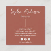 Carte De Visite Carré Elegant Rust Terracotta Script with Bow        (Dos)