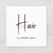 Carte De Visite Carré Élégant salon élégant de coiffure de rose blanche (Devant)