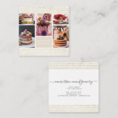 Carte De Visite Carré Élégant Script Gold Parties scintillant Photo Coll (Devant / Derrière)