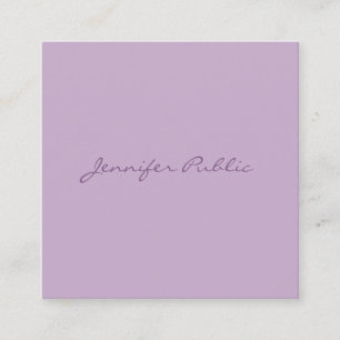 Carte De Visite Carré Élégant Script manuscrit moderne violet chic