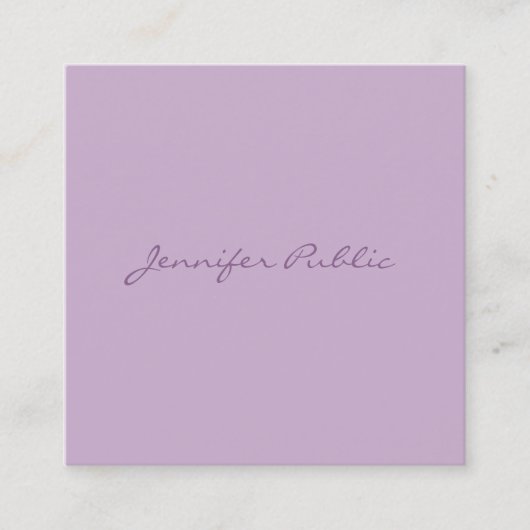 Carte De Visite Carré Élégant Script manuscrit moderne violet chic (Devant)