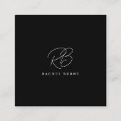 Carte De Visite Carré Élégant script moderne noir et blanc (Devant)