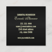 Carte De Visite Carré Élégant Script Noir Et Or Faux Moderne (Dos)