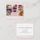 Carte De Visite Carré Élégant Script Parties scintillant rose Photo Coll (Devant / Derrière)