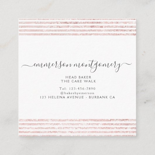 Carte De Visite Carré Élégant Script Parties scintillant rose Photo Coll (Dos)