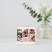 Carte De Visite Carré Élégant Script Parties scintillant rose Photo Coll (Debout devant)