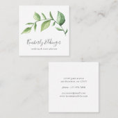 Carte De Visite Carré Élégant Script Simple Rustique Verdure Botanique (Devant / Derrière)
