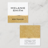 Carte De Visite Carré Elégant Shimmer Or (Devant / Derrière)