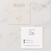 Carte De Visite Carré Élégant Simple Blush Heart Collier Modèle de bande (Devant / Derrière)