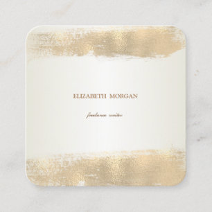 Carte De Visite Carré Élégant Simple, Minimaliste, Coup de Pinceau Faux 