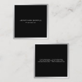 Carte De Visite Carré Élégant Simple Plain moderne Silver Professional (Devant / Derrière)