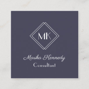 Carte De Visite Carré Elegant Slate Grey Professional Monogram