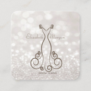 Carte De Visite Carré Élégant Sophistiqué Moderne Pailleté Bokeh, Robe