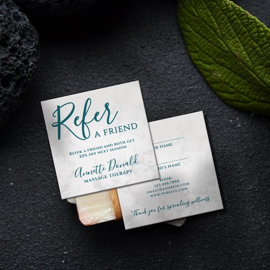 Carte De Visite Carré Elegant spa and wellness referral white marble