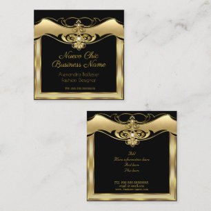 Carte De Visite Carré Élégant Style Mode Beige Or Noir Diamant