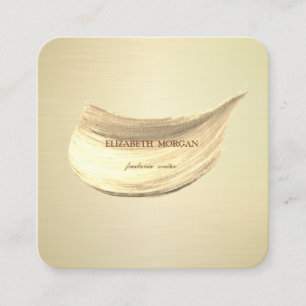 Carte De Visite Carré Élégant Style Simple, Faux Gold Brush Stroke