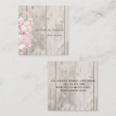 Carte De Visite Carré Elégant Style Texture Bois, Fleurs, Designer (Devant / Derrière)