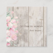 Carte De Visite Carré Elégant Style Texture Bois, Fleurs, Designer (Devant)