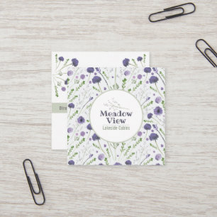 Carte De Visite Carré Elégant teint d'eau violet motif floral
