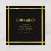 Carte De Visite Carré Elégant Téméraire Bordures Noir Faux Or (Dos)
