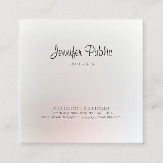 Carte De Visite Carré Élégant tendance Design moderne professionnel élég (Devant)