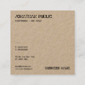 Carte De Visite Carré Élégant texte désorganisé classique papier Kraft r (Dos)