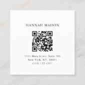 Carte De Visite Carré Elégant, vagues, salon, QR-Code (Dos)