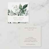 Carte De Visite Carré Élégant vert moderne feuillage Tropical Foliage Fe (Devant / Derrière)