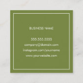 Carte De Visite Carré Élégant vert olive IMPRIMÉ Kraft Consultant (Dos)