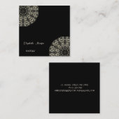 Carte De Visite Carré Élégant Vintage, Noir, Dentelle (Devant / Derrière)