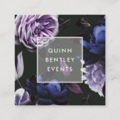 Carte De Visite Carré Élégant violet foncé floral (Devant)