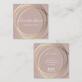 Carte De Visite Carré Élégant wedding planner or moderne (Devant / Derrière)